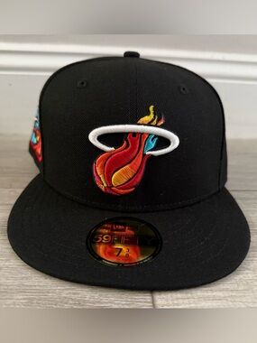 Miami Heat Court Culture New Era Mashup Vol. 2 Ball & Flame Black Fitted 7 3/8
